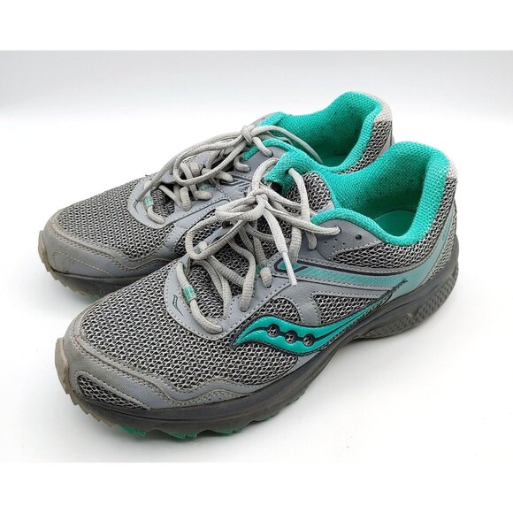 Saucony Womens 9.5 Cohesion 10 Running Walking Sneakers Shoes Gray Teal S15339 - Picture 1 of 8